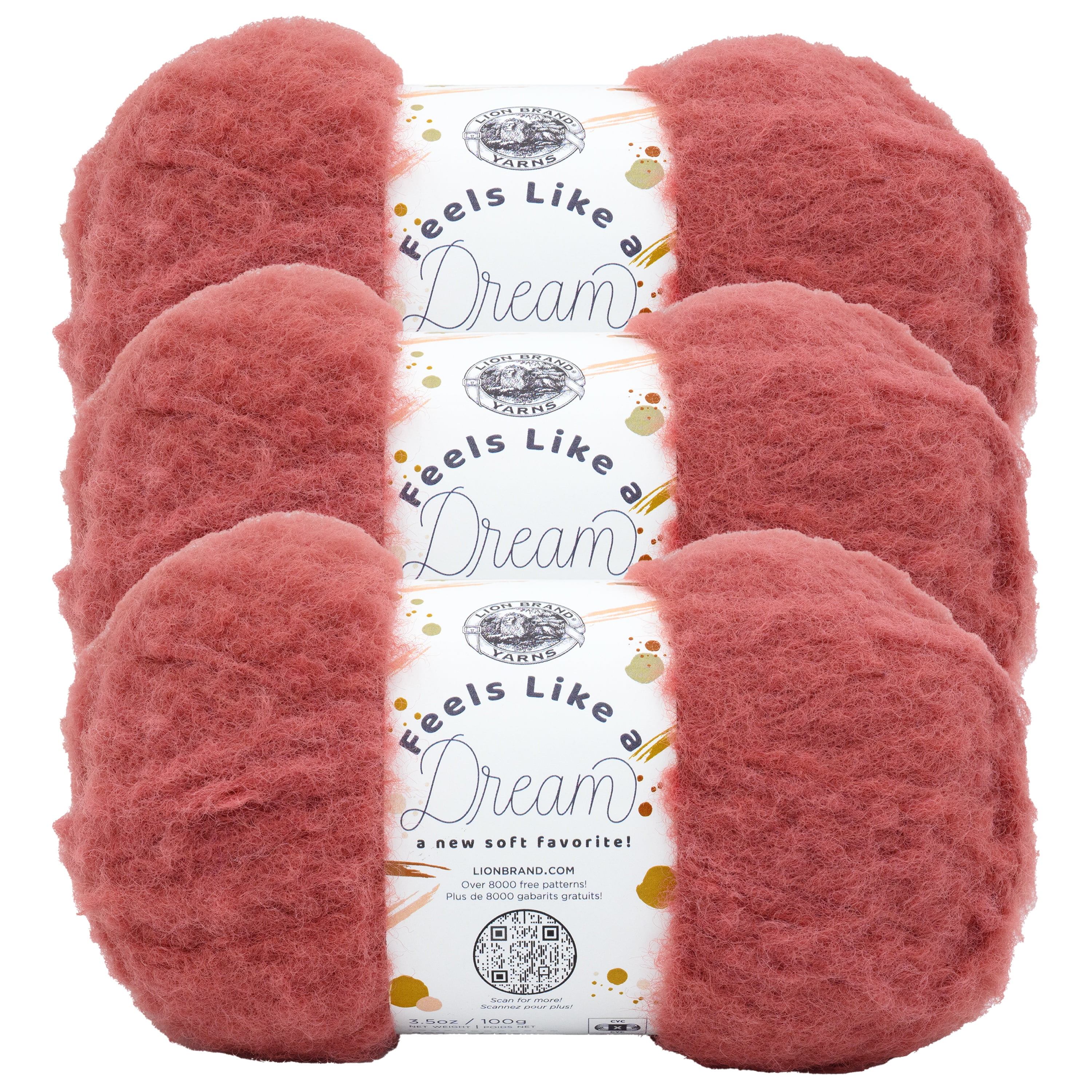 Lion Brand Yarn Feels Like a Dream Cinnabar Bulky Nylon Yarn 3 Pack