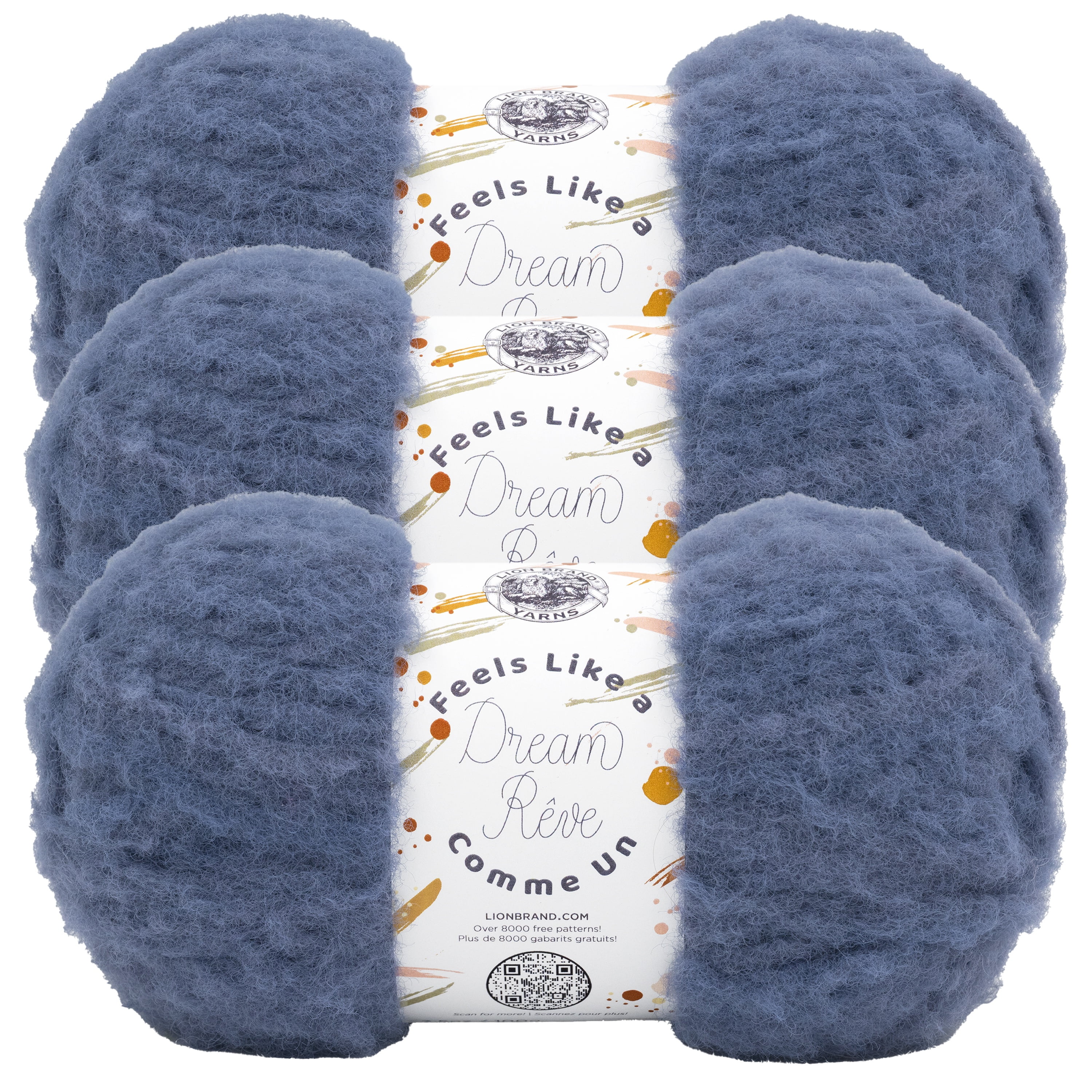 Lion Brand Yarn Feels Like a Dream Dusty Blue Bulky Nylon Yarn 3 Pack