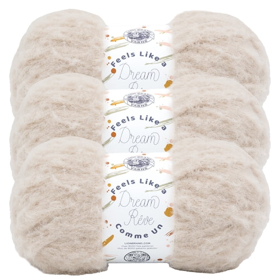 Lion Brand Yarn Feels Like a Dream Oatmeal Bulky Nylon Yarn 3 Pack