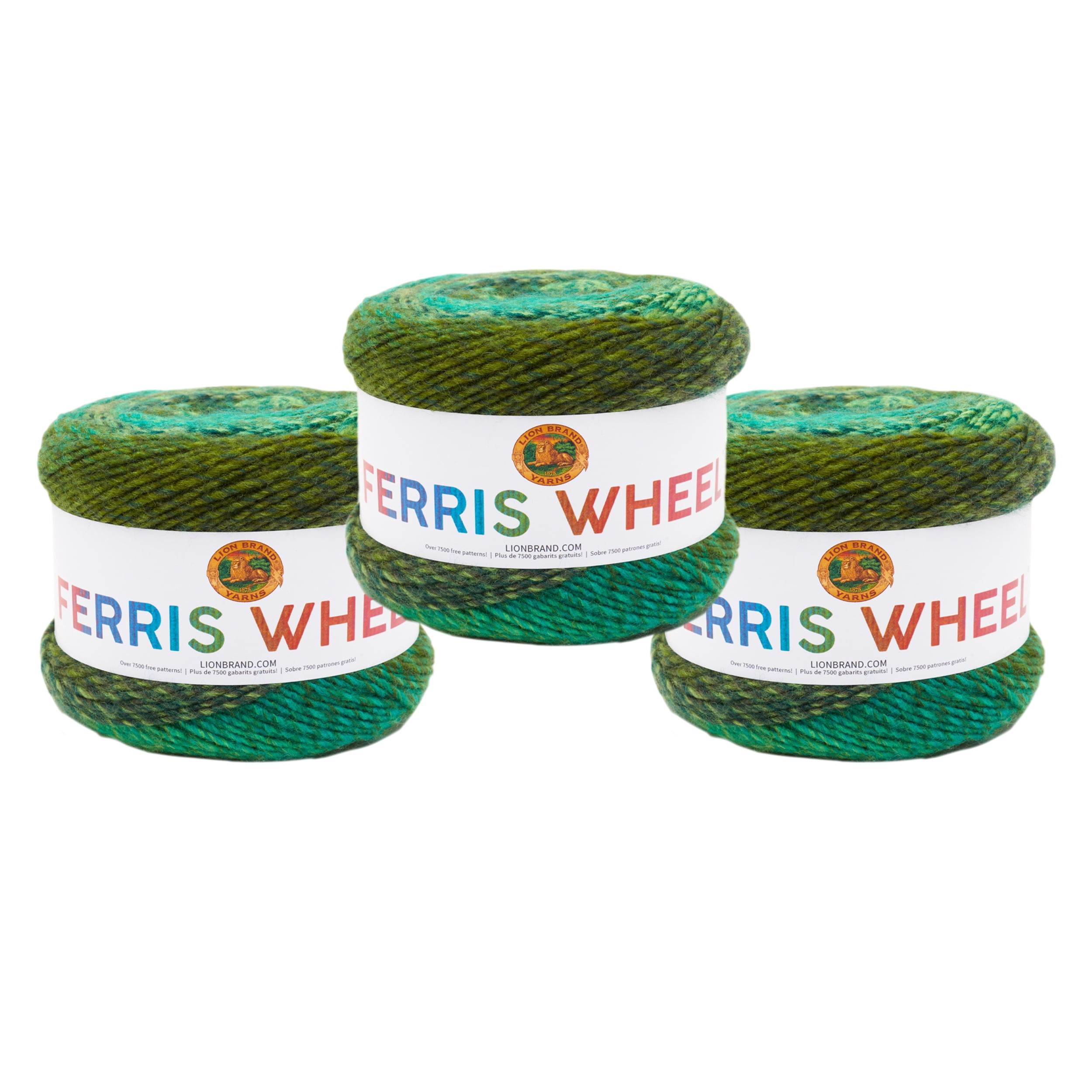 Lion Brand Yarn Ferris Wheel Evergreen Medium Acrylic Yarn 3 Pack