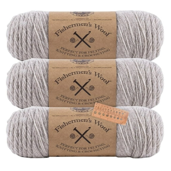 Lion Brand Yarn - Fishermen's Wool - 3 Pack (Oatmeal)
