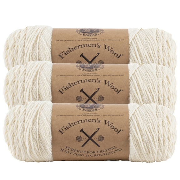 Lion Brand Yarn Fishermen's Wool Natural Medium Wool Yarn 3 Pack
