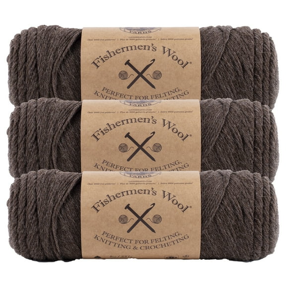 Lion Brand Yarn Fishermen's Wool Nature's Brown Medium Wool Yarn 3 Pack