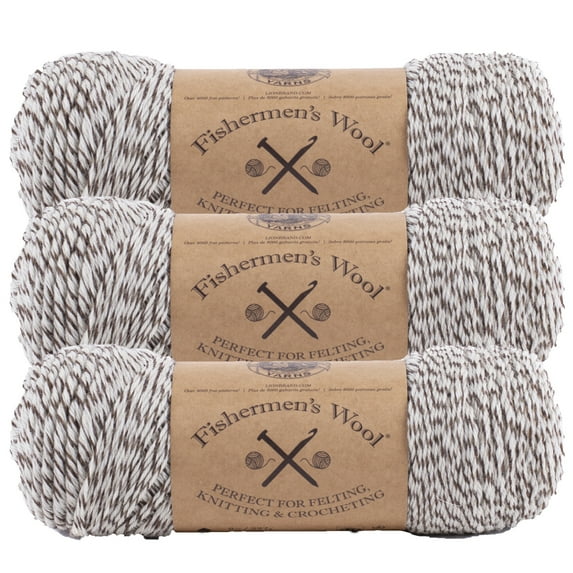 Lion Brand Yarn Fishermen's Wool Oak Tweed Medium Wool Yarn 3 Pack