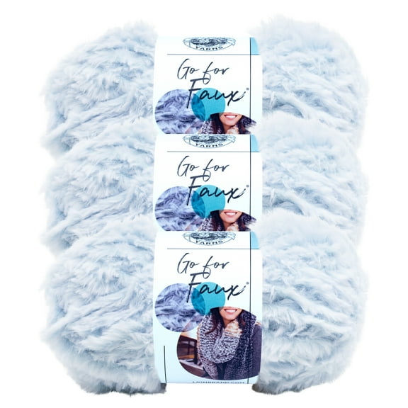 Lion Brand Yarn Go for Faux Blue Bengal Super Bulky Polyester Yarn 3 Pack