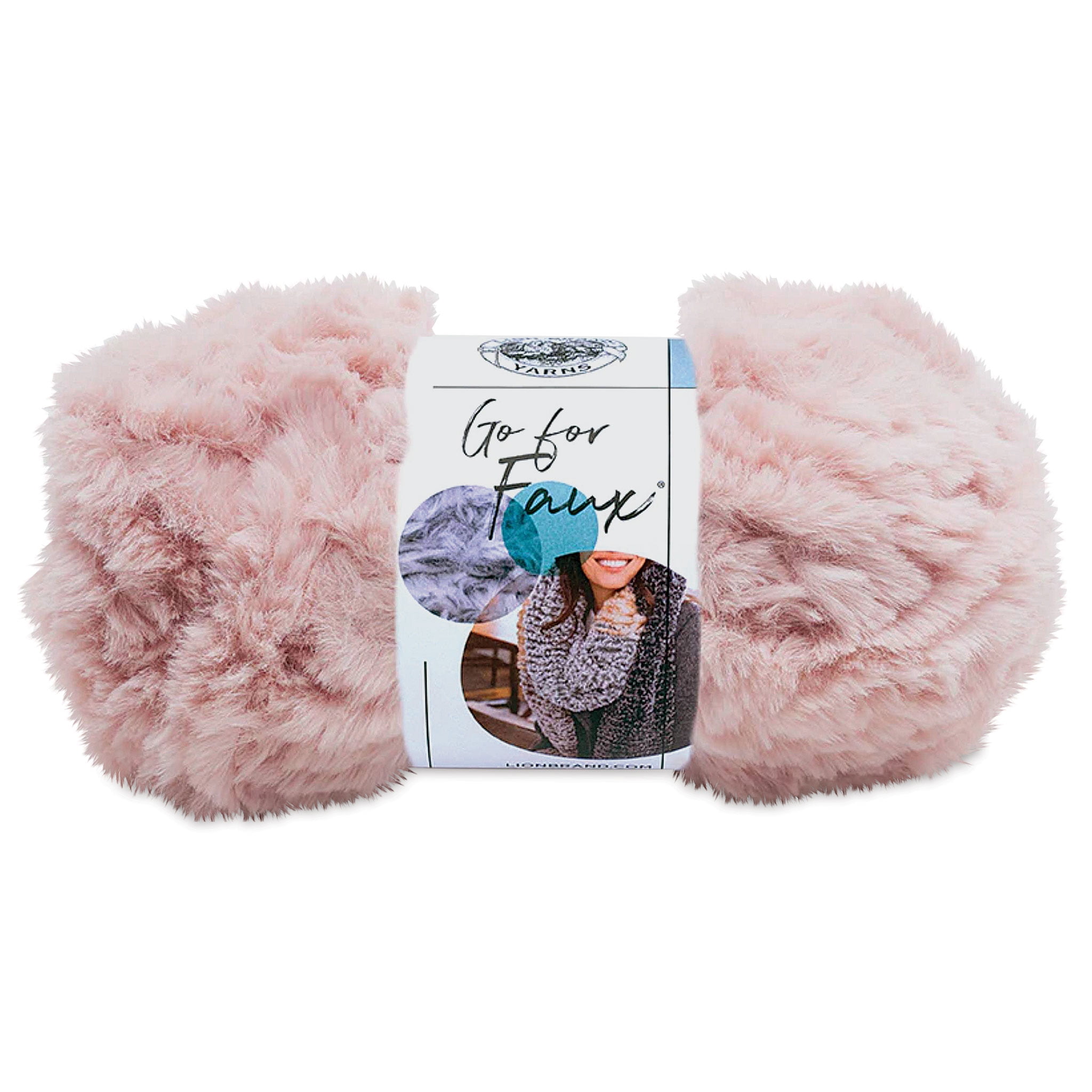 Lion Brand Yarn Go For Faux Pink Poodle Faux Fur Super Bulky Polyester Pink  Yarn 