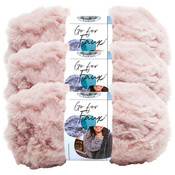 Lion Brand Yarn Go for Faux Pink Poodle Super Bulky Polyester Yarn 3 Pack