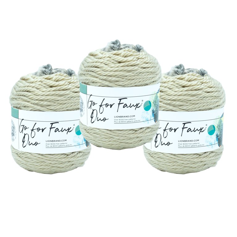  Lion Brand Yarn Go for Faux Duo Yarn, Grey/Husky