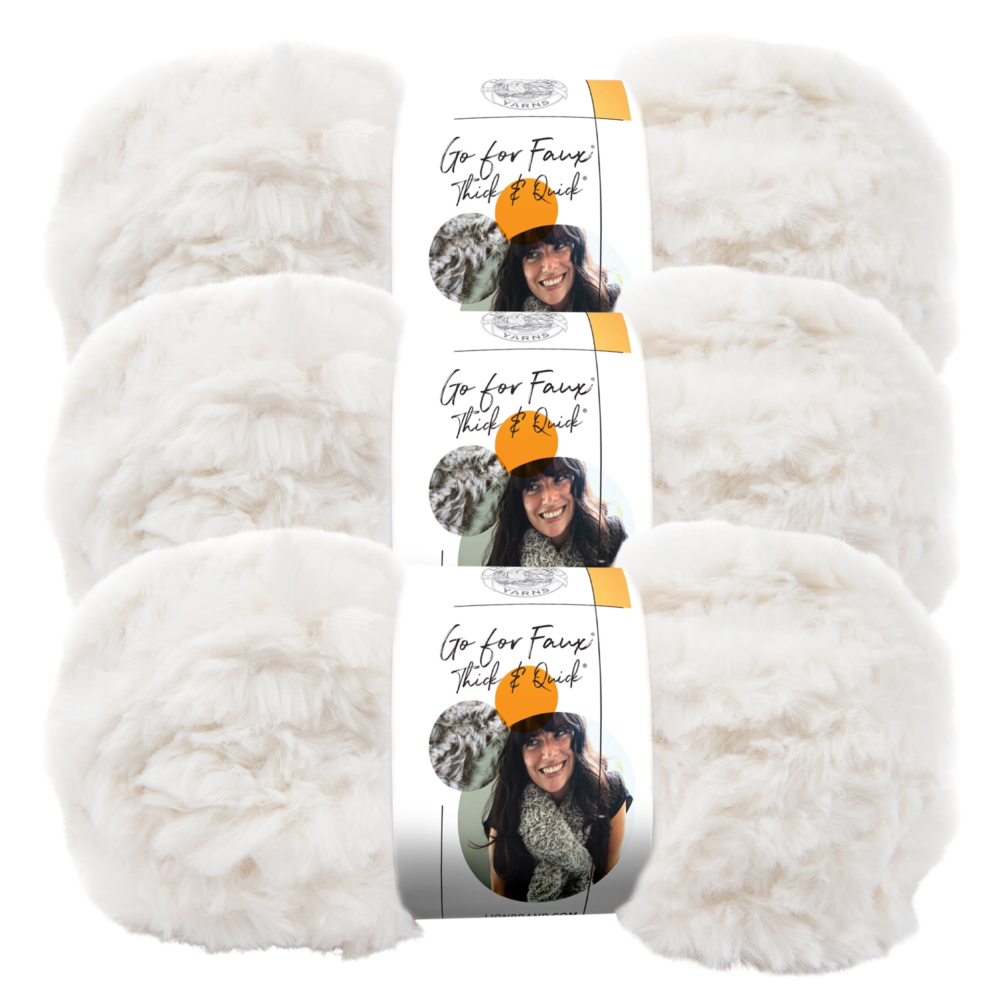 3 Pack) Lion Brand Yarn 322-206BD Go for Faux Bulky Yarn, Bear