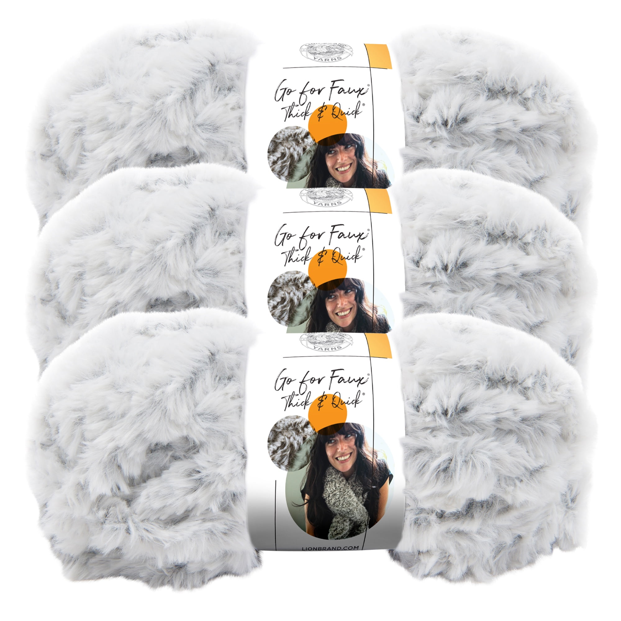 Lion Brand Yarn Go for Faux Thick & Quick Chinchilla Jumbo Polyester Yarn 3 Pack