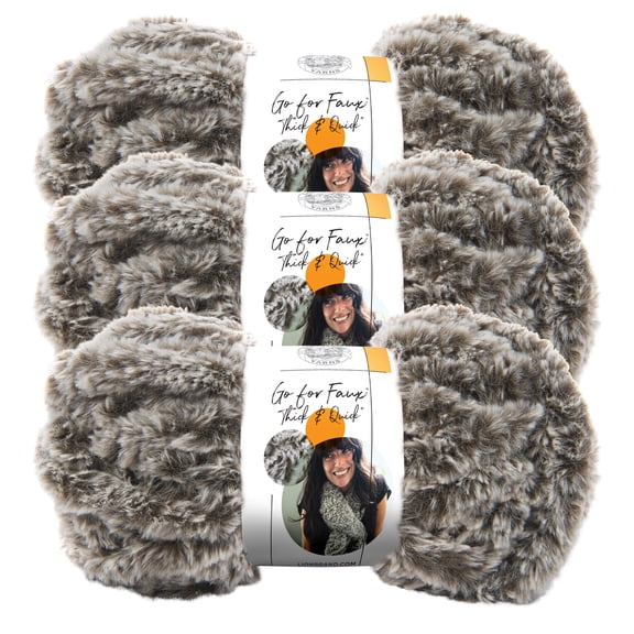 Lion Brand Yarn Go for Faux Thick & Quick Chow Chow Jumbo Polyester Yarn 3 Pack