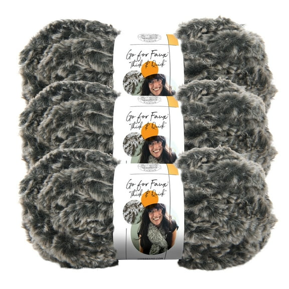 Lion Brand Yarn Go for Faux Thick & Quick Mink Jumbo Polyester Yarn 3 Pack