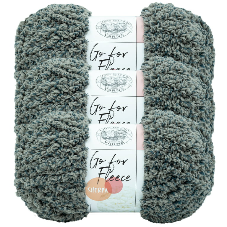 Lion Brand Yarn Go for Fleece Sherpa Stone Super Soft Sherpa Jumbo  Polyester Gray Yarn 3 Pack 
