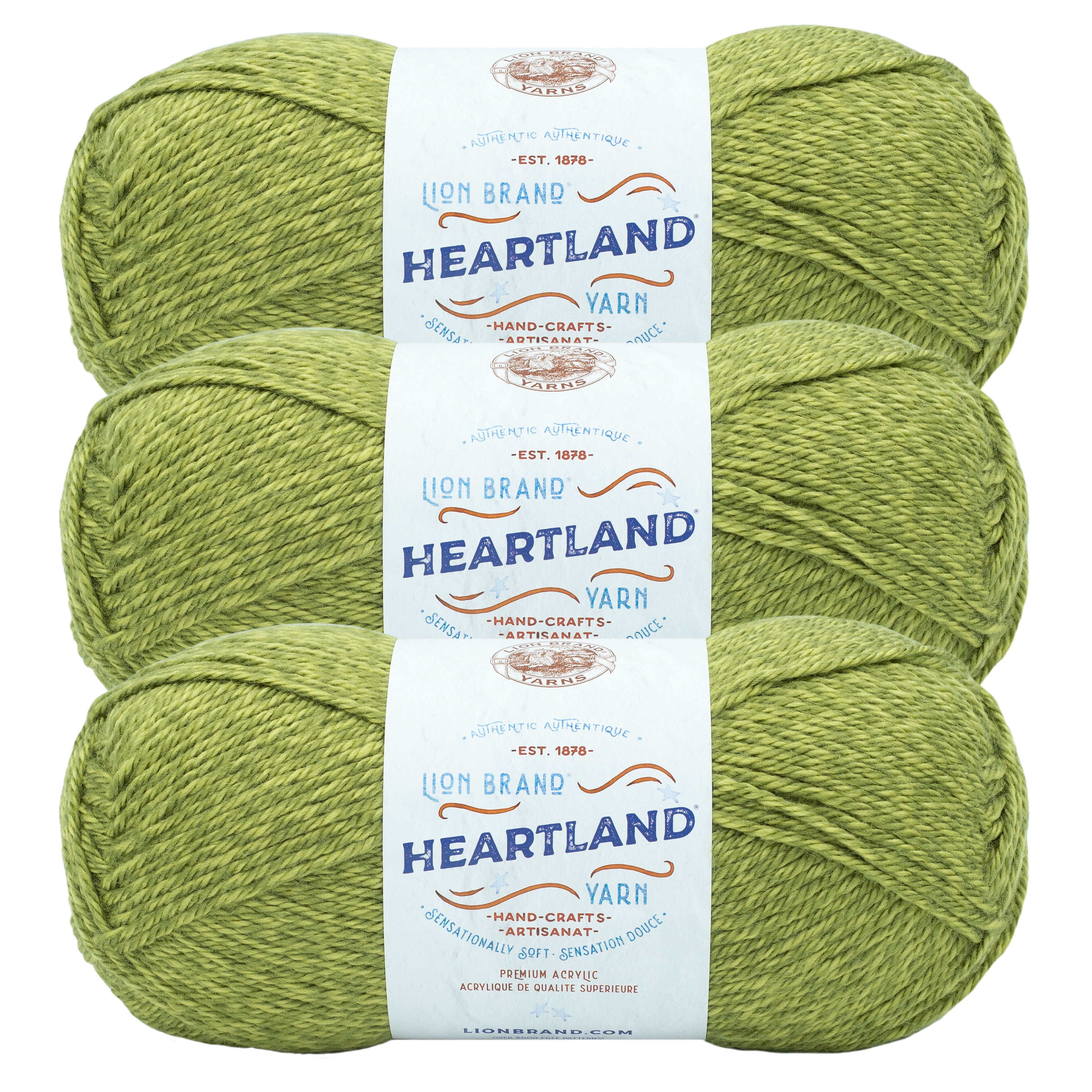 Lion Brand Yarn Heartland Haleakala Medium Acrylic Green Yarn 3 Pack 