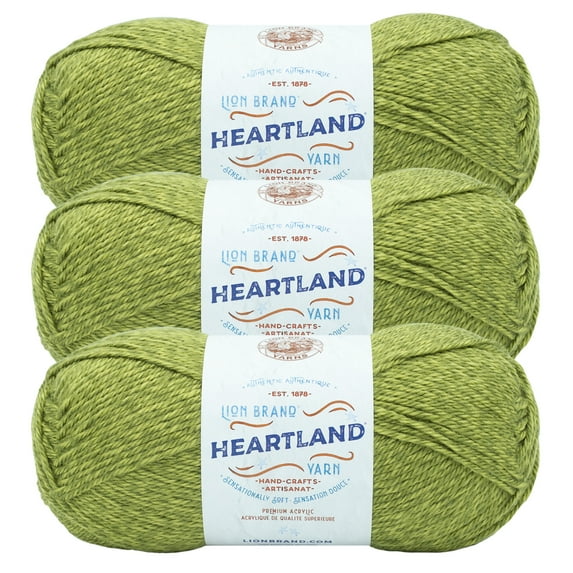 Lion Brand Yarn Heartland Haleakala Medium Acrylic Green Yarn 3 Pack