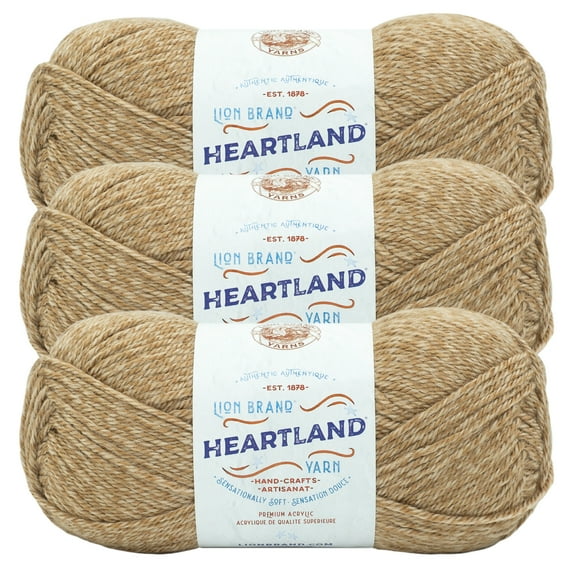 Lion Brand Yarn Heartland Indiana Dunes Medium Acrylic Brown Yarn 3 Pack