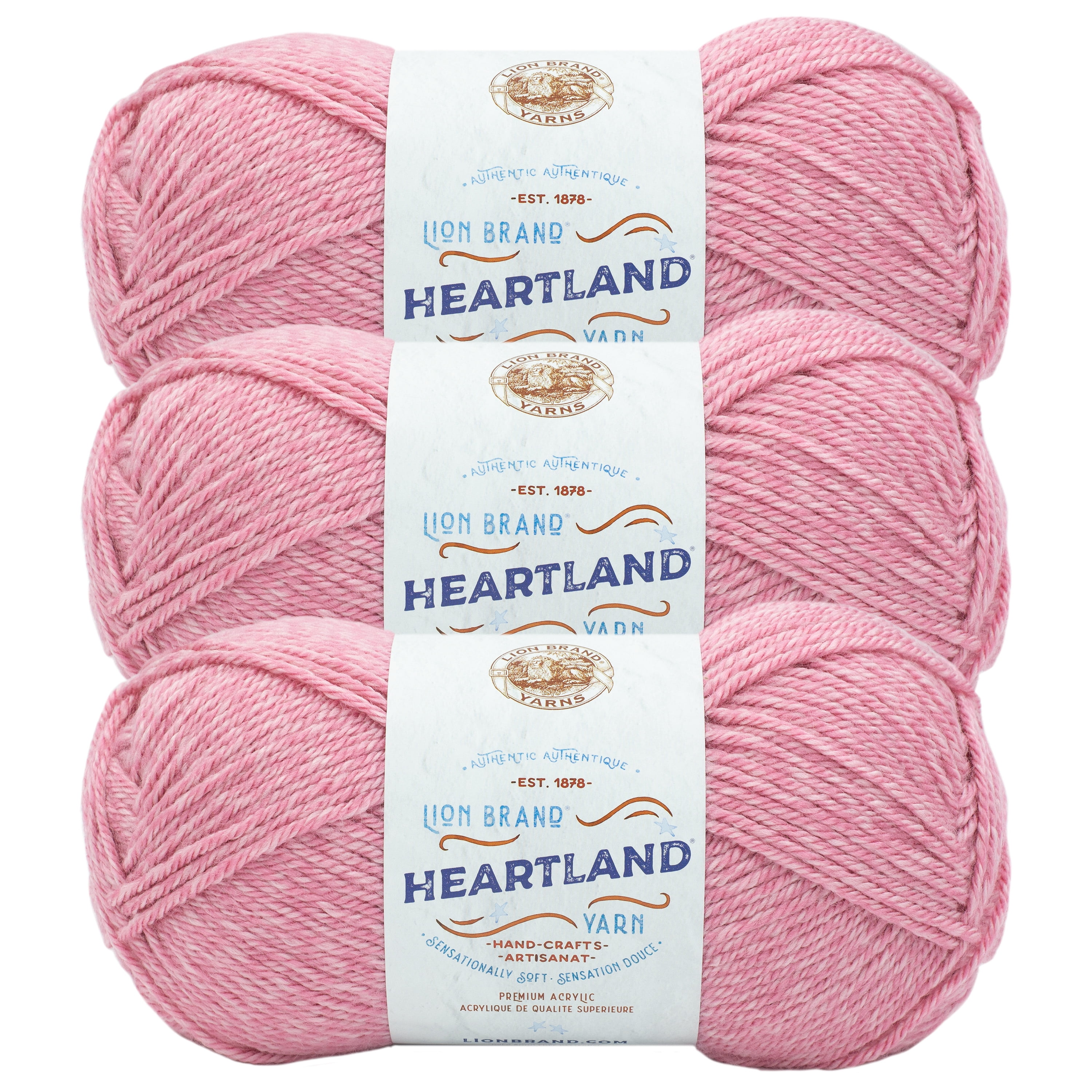 Lion Brand Yarn Heartland Lassen Volcanic Medium Acrylic Pink Yarn 3 Pack 