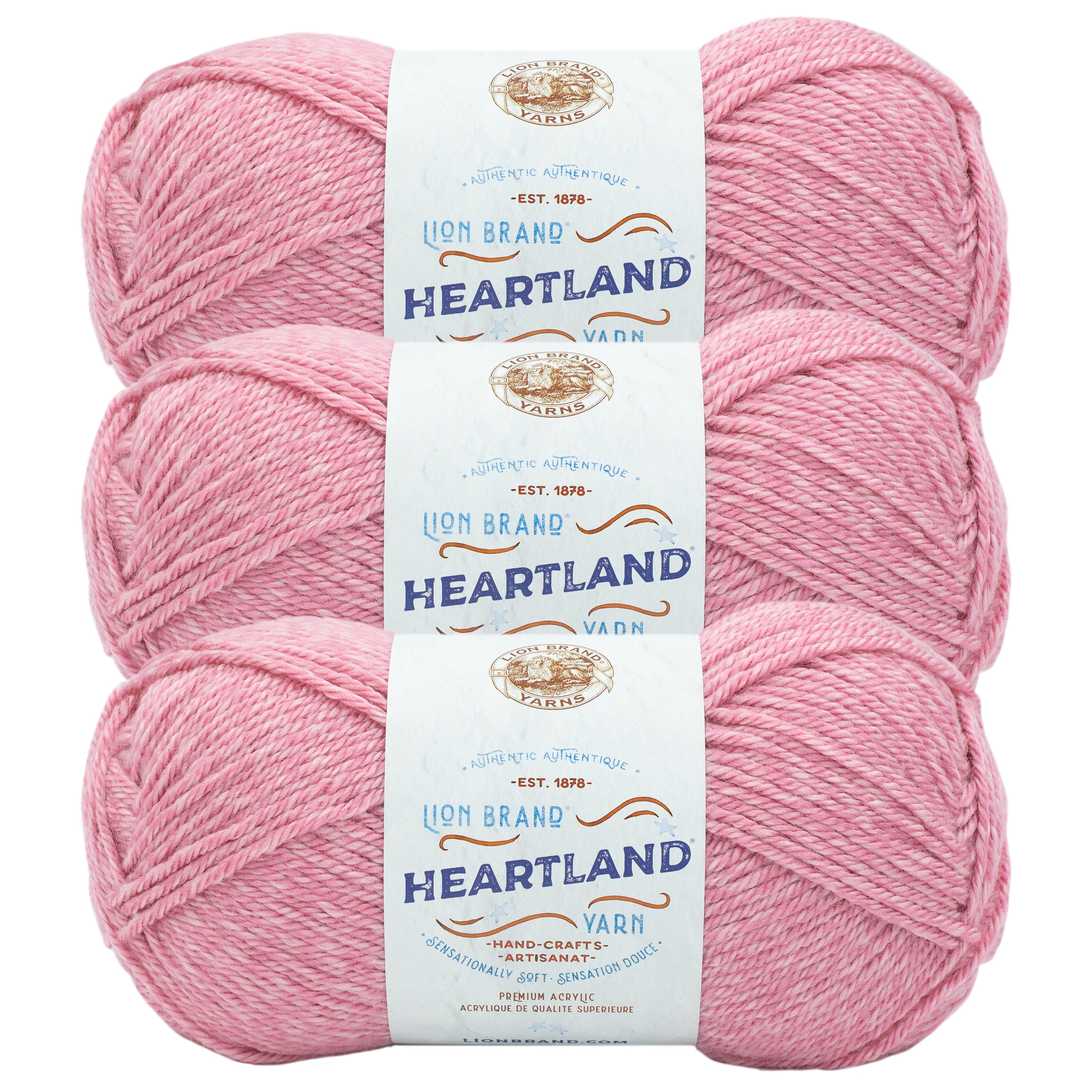 Lion Brand Yarn Heartland Lassen Volcanic Medium Acrylic Pink Yarn 3 Pack