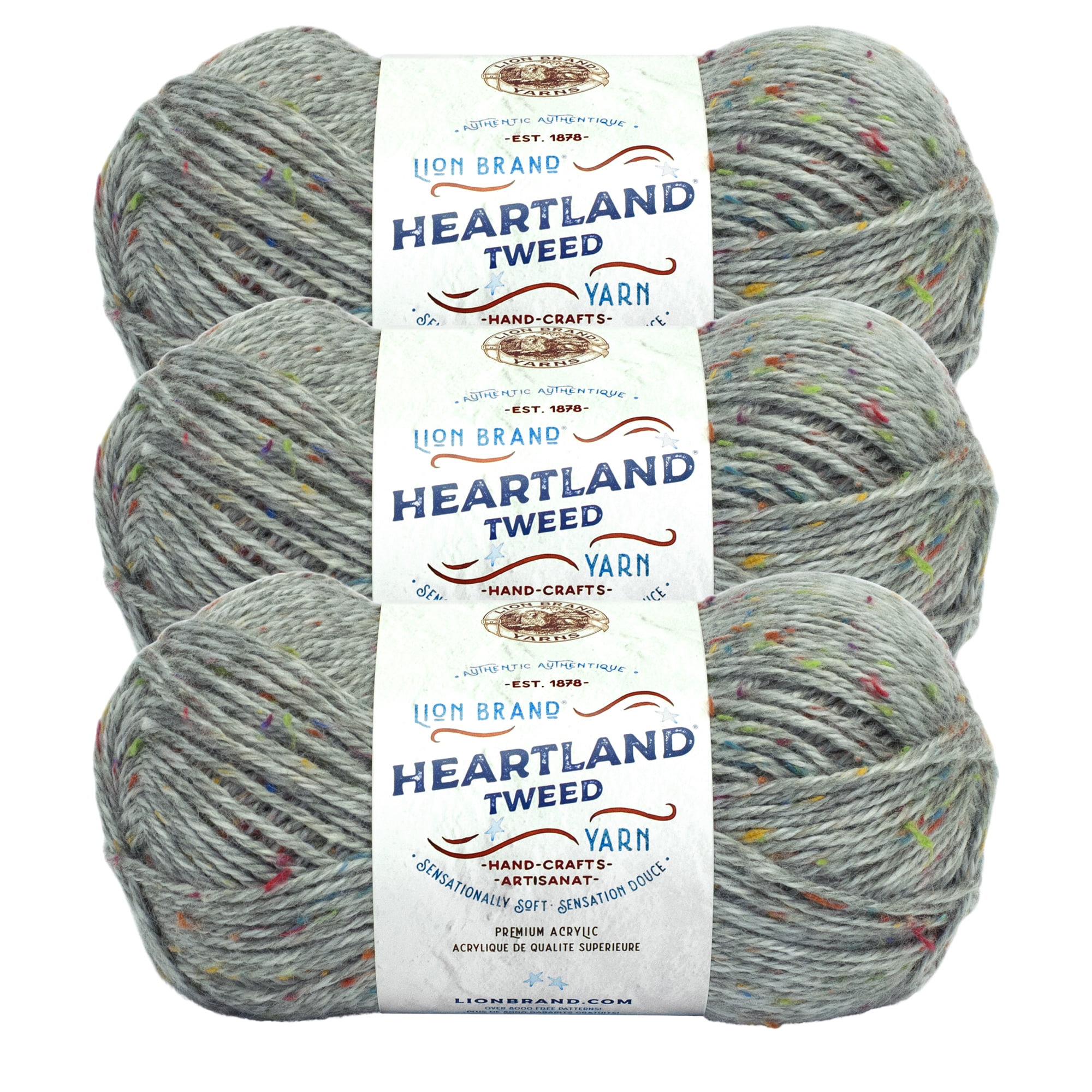 Lion Brand Yarn Heartland Mount Rainier Basic Medium Acrylic Gray Yarn 3  Pack 