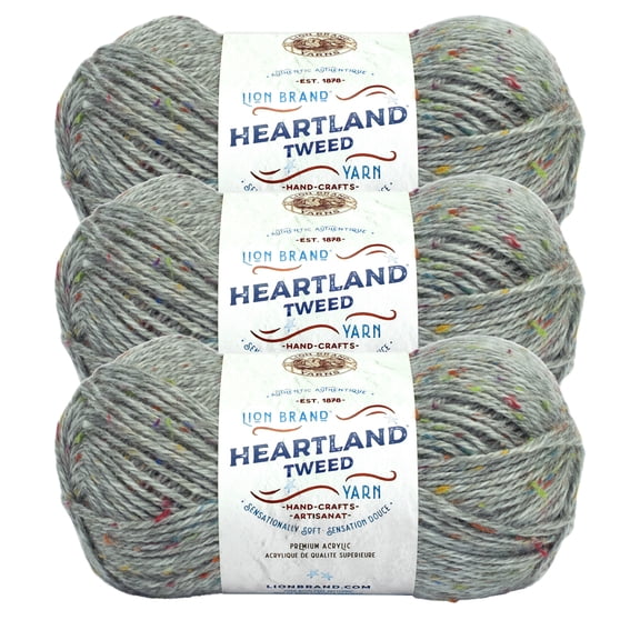 Lion Brand Yarn Heartland Mount Rainier Tweed Medium Acrylic Yarn 3 Pack