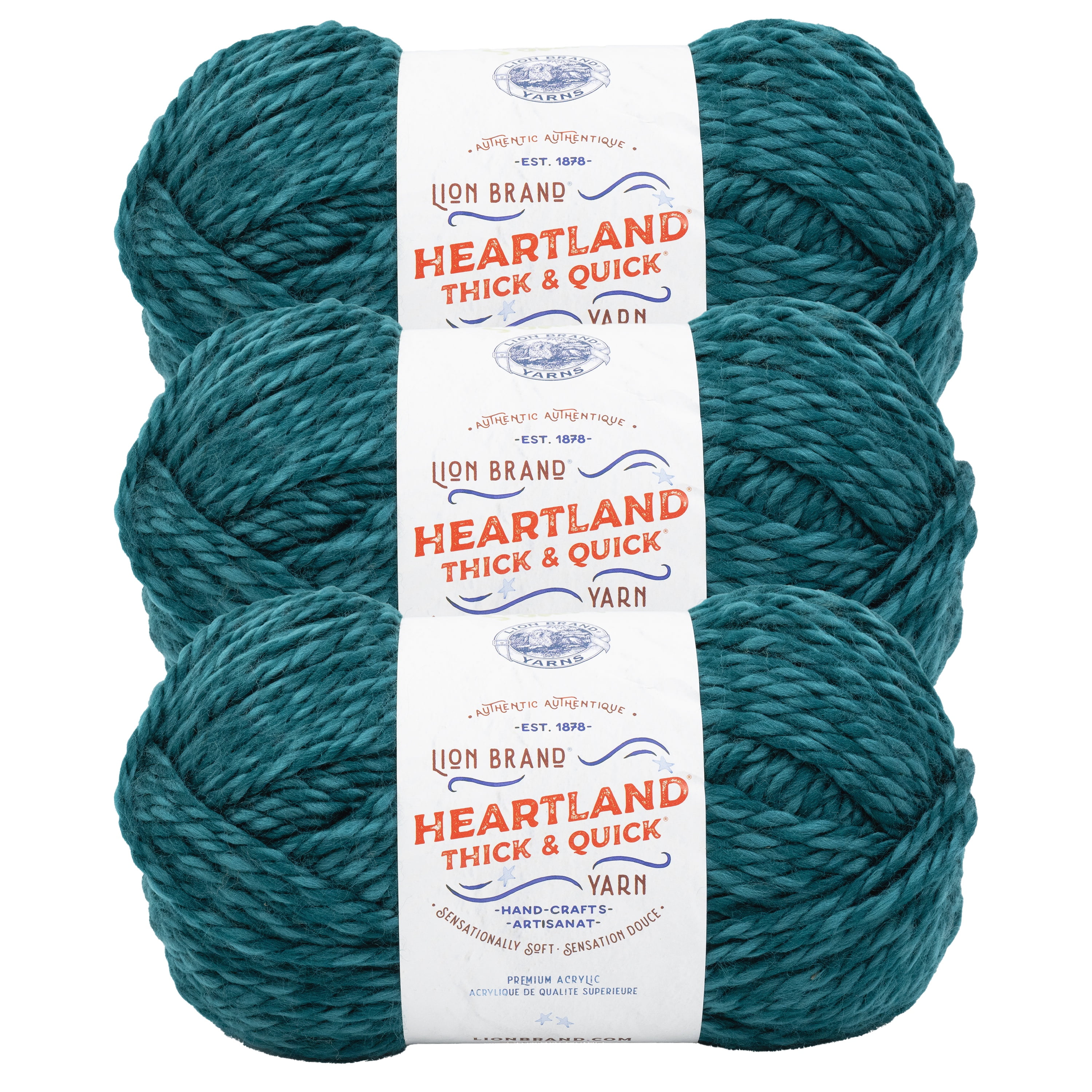 Lion Brand Yarn Heartland Thick & Quick Dolores Super Bulky Acrylic Green Yarn 3 Pack