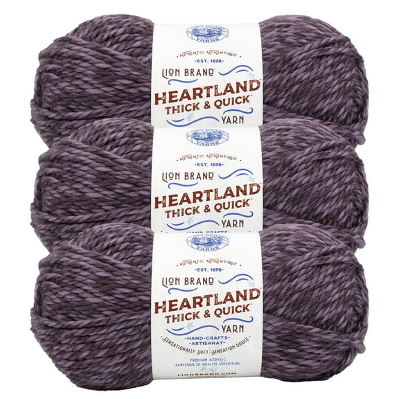 Lion Brand Yarn Heartland Thick & Quick Pelham Bay Super Bulky Acrylic Purple Yarn 3 Pack