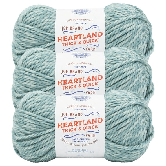 Lion Brand Yarn Heartland Thick & Quick Piedmont Super Bulky Acrylic Blue Yarn 3 Pack
