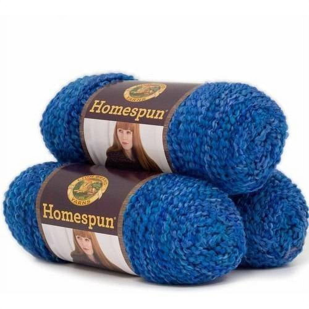 (3-pack) Lion Brand Yarn 790-368 Homespun Yarn, Montana Sky - Blue