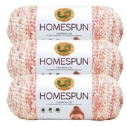 Lion Brand Yarn Homespun Parfait, Pink & White 790-405F Bulky Acrylic, Polyester Yarn 3 Pack