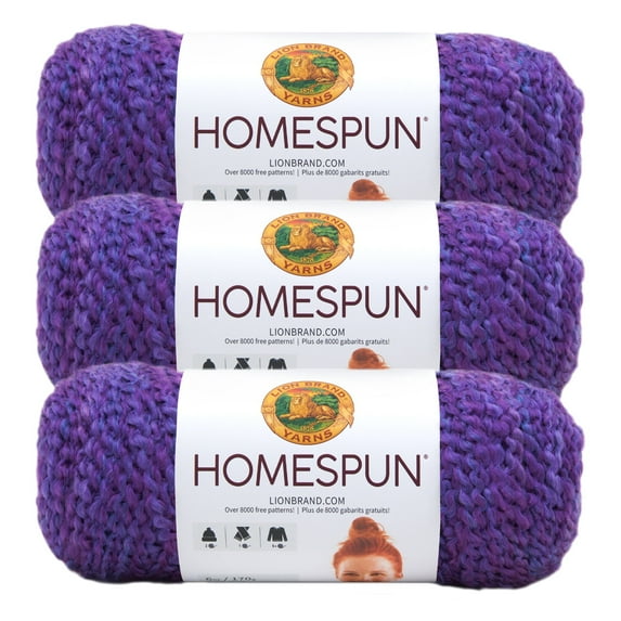 Lion Brand Yarn Homespun Purple Haze 790-421A Bulky Acrylic, Polyester Yarn 3 Pack