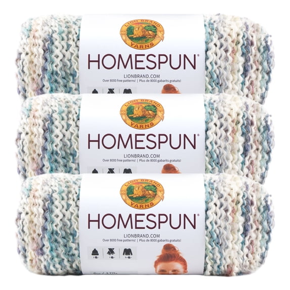 Lion Brand Yarn Homespun Tudor, pastel colored yarn, 790-315 Bulky Acrylic, Polyester Yarn 3 Pack