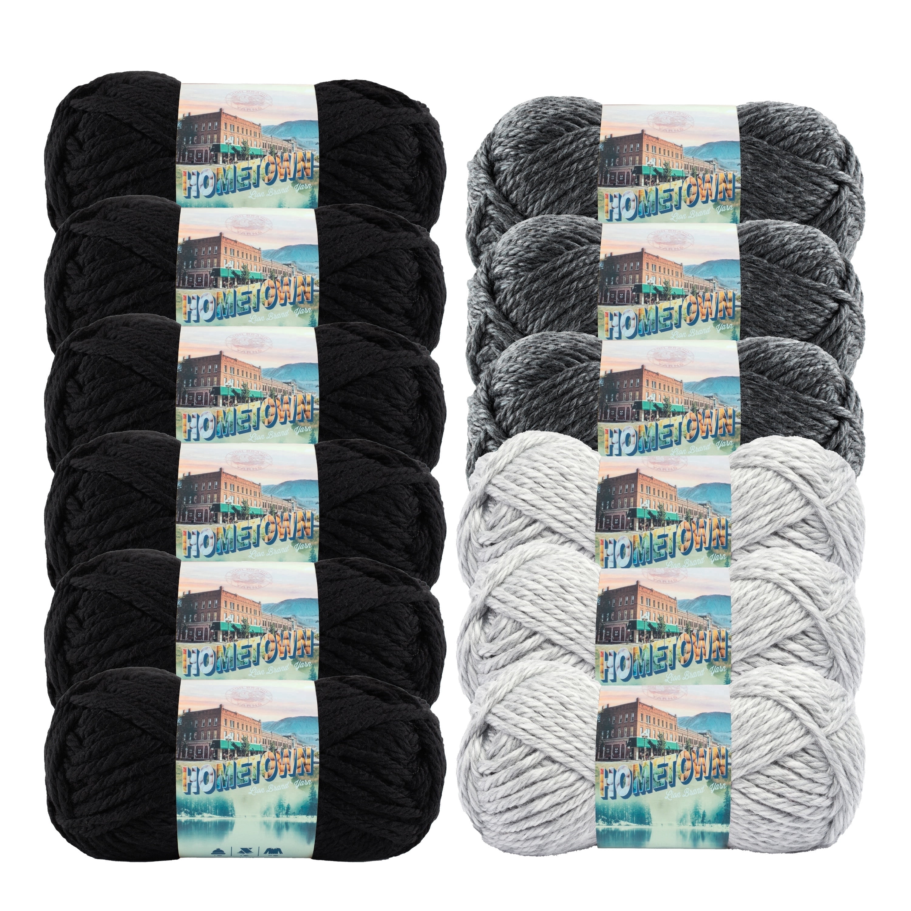 Lion Brand Yarn Hometown 50 Shades Pack COLOR135-011 Super Bulky Yarn Acrylic Yarn 12 Pack