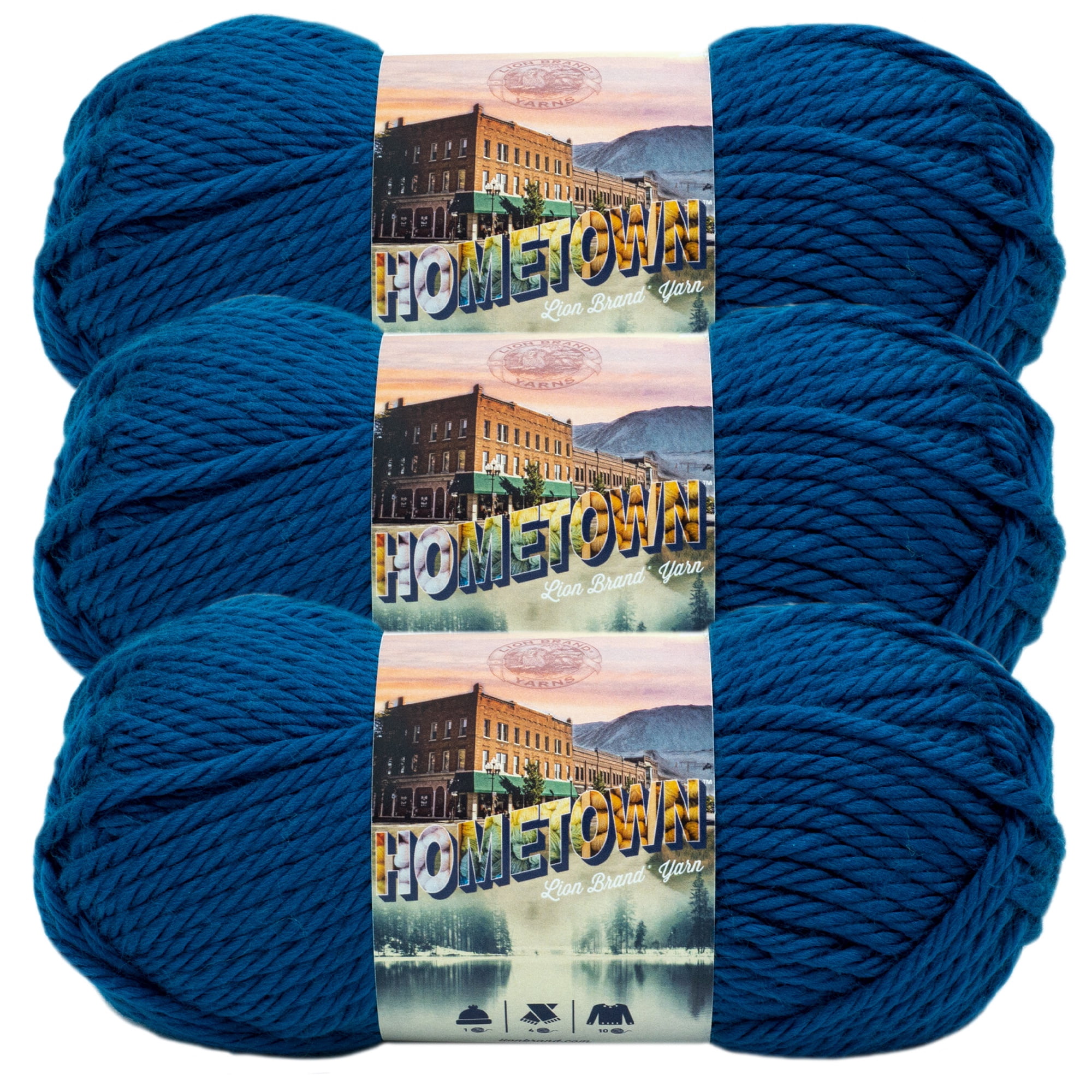 Lion Brand Yarn Hometown Athens Blue Sky Super Bulky Yarn Acrylic Yarn 3 Pack