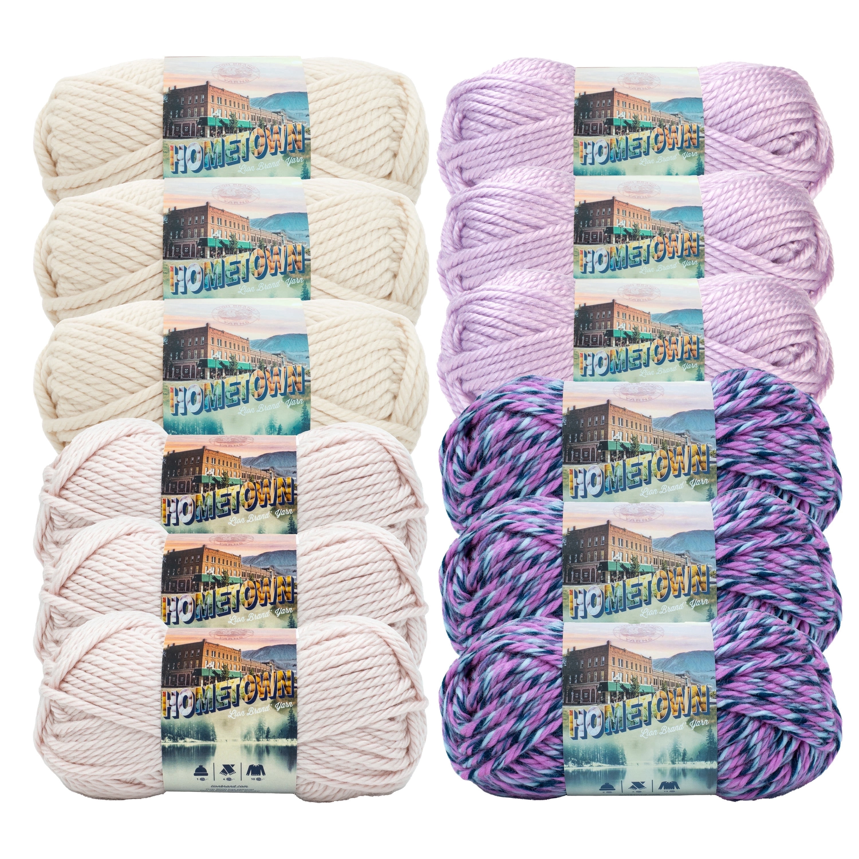 Lion Brand Yarn Hometown Baby Girl Pack COLOR135-006 Super Bulky Yarn Acrylic Yarn 12 Pack