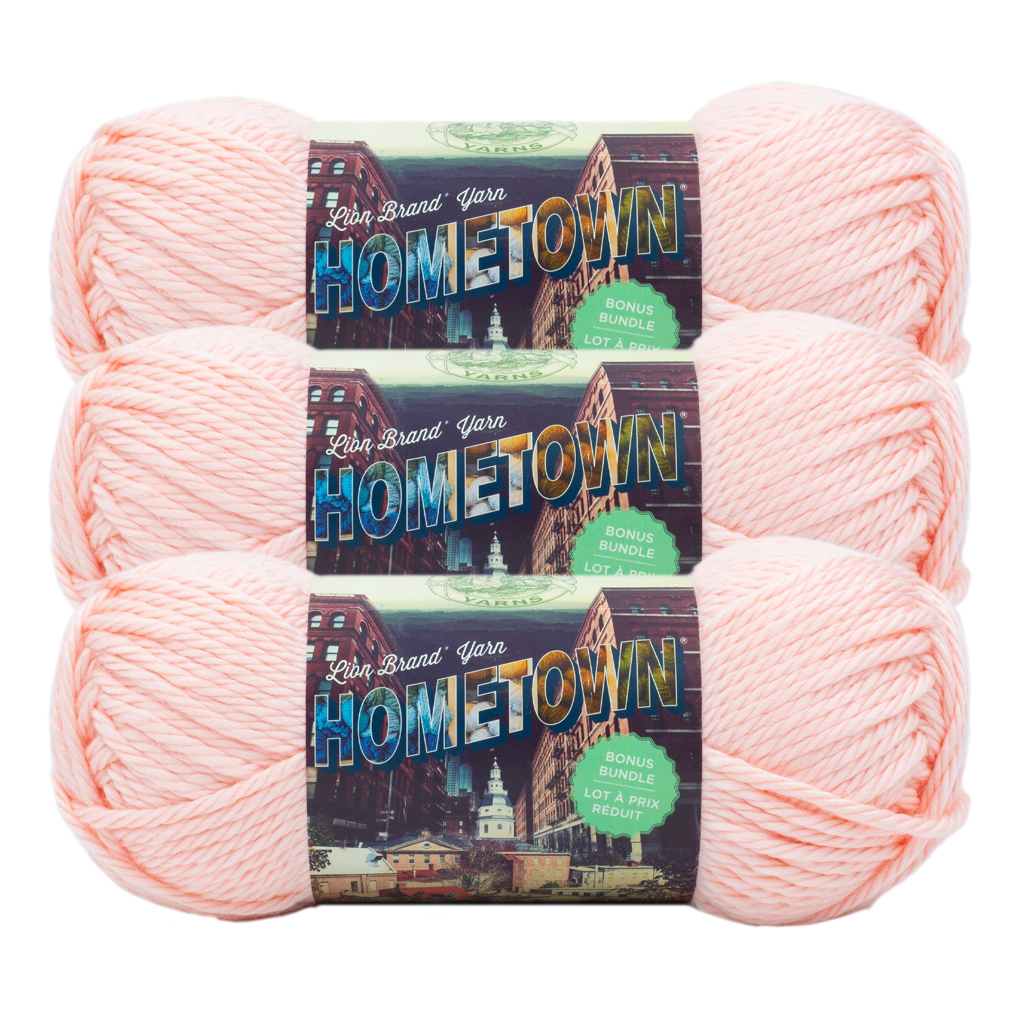 Lion Brand Yarn Hometown Bonus Bundle Providence Pink Super Bulky Acrylic  Pink Yarn 3 Pack 