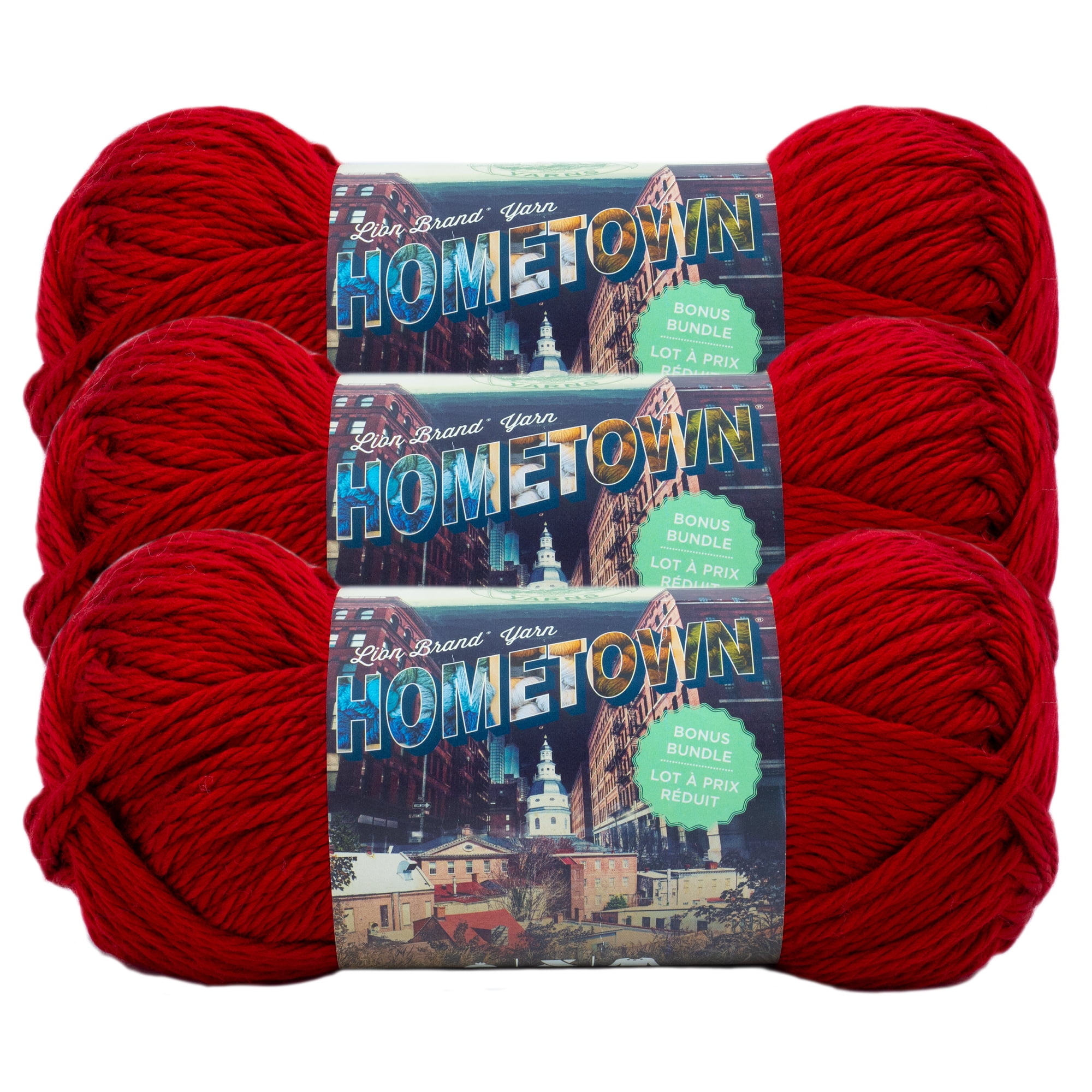 Lion Brand Knitting Yarn Hometown Hoboken Honey 3-Skein Factory Pack (Same  Dye Lot) 135-123 Bundle with 1 Artsiga Crafts Project Bag