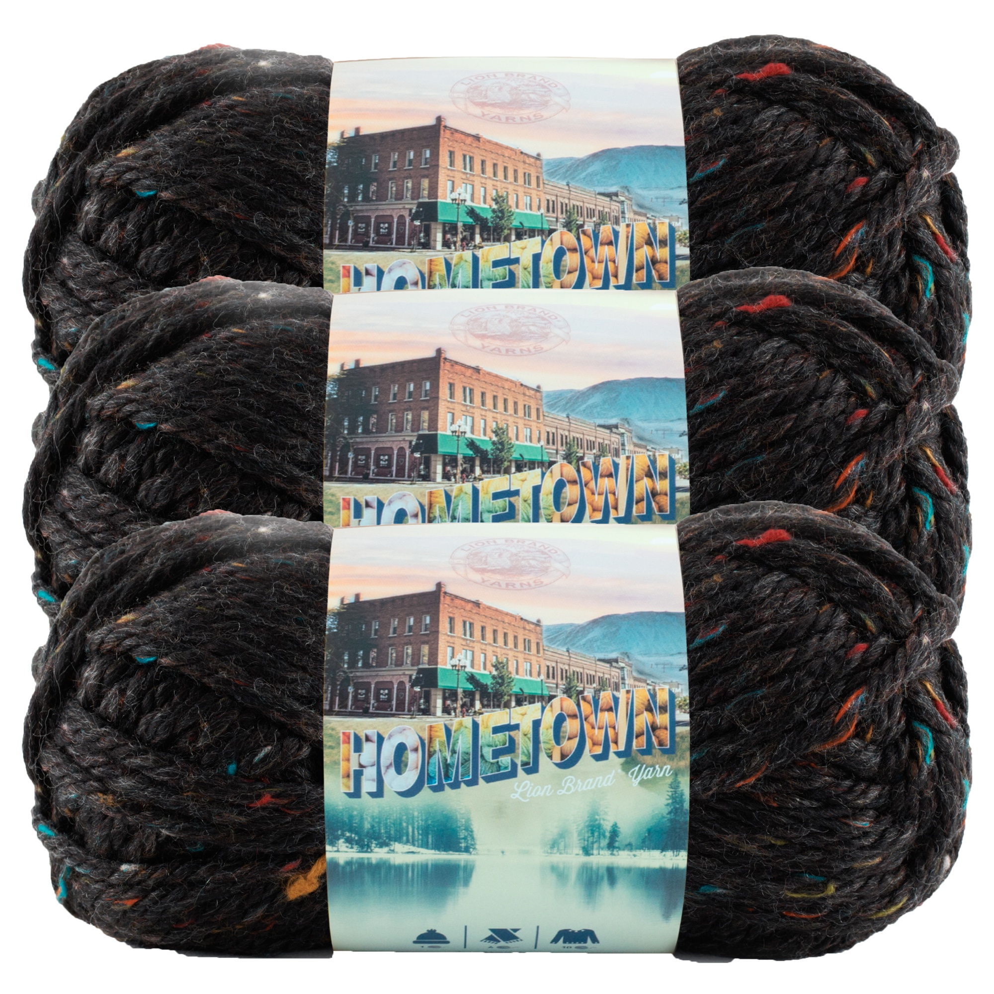 Lion Brand Yarn Hometown Cambridge Tweed Super Bulky Yarn Acrylic Yarn 3 Pack
