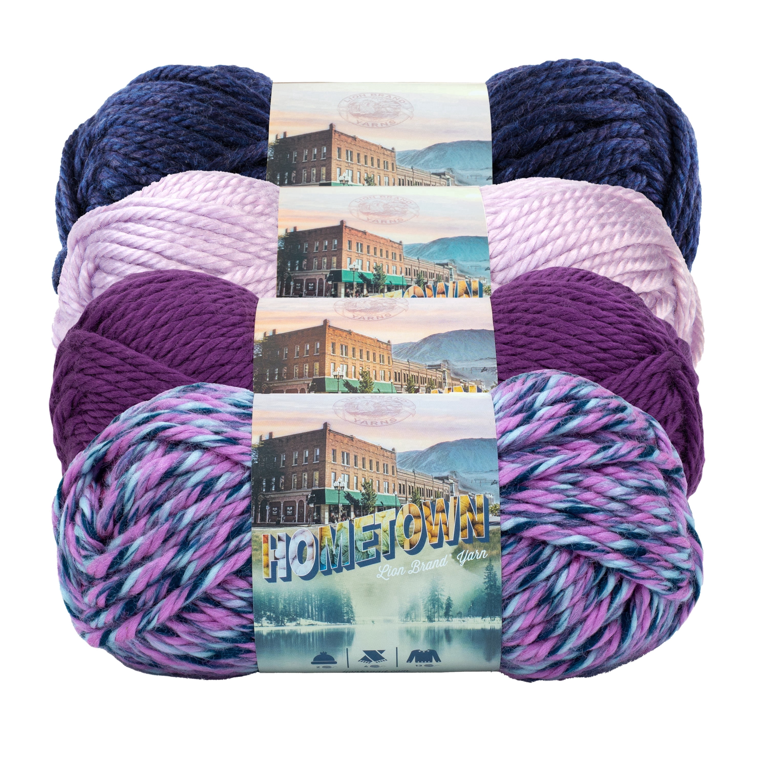 Lion Brand Yarn Hometown Chalet Pack COLOR135-019 Super Bulky Yarn Acrylic Yarn 4 Pack
