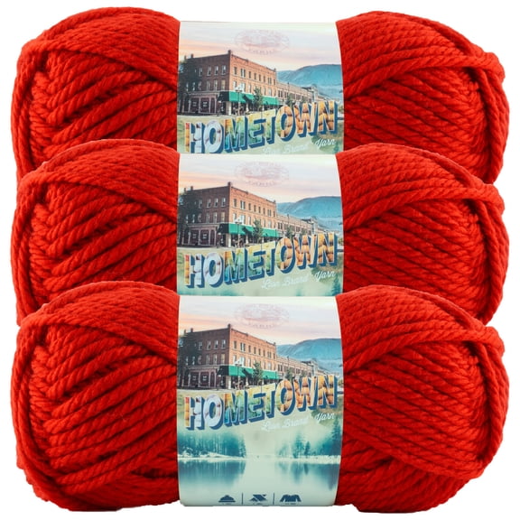 Lion Brand Yarn Hometown Cincinnati Red Super Bulky Yarn Acrylic Yarn 3 Pack
