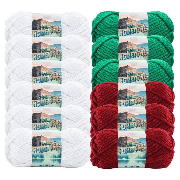 Lion Brand Yarn Hometown Classic Christmas Pack COLOR135-001 Super Bulky Yarn Acrylic Yarn 12 Pack