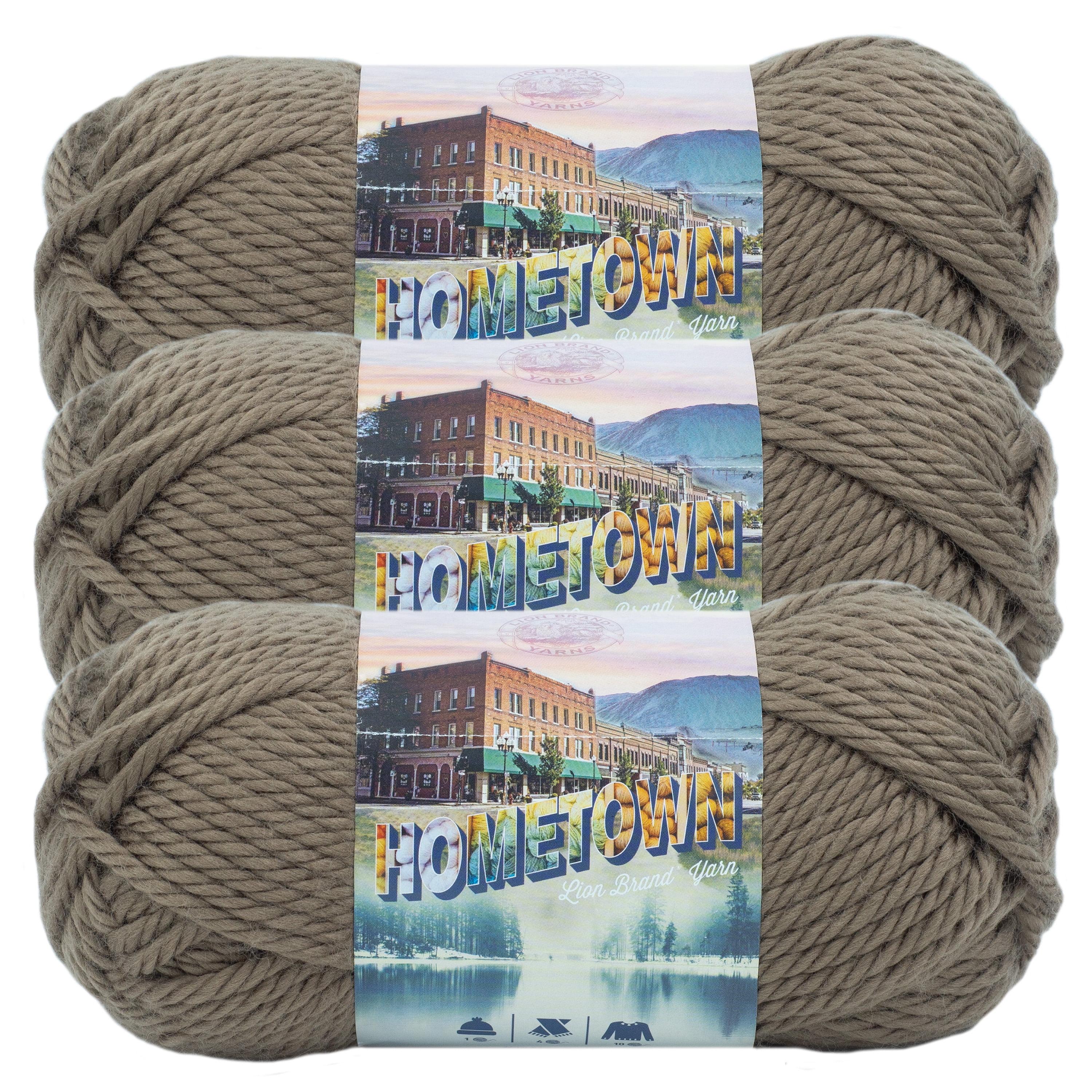 Lion Brand Yarn Hometown Cocoa Beach Super Bulky Acrylic Brown Yarn 3 Pack