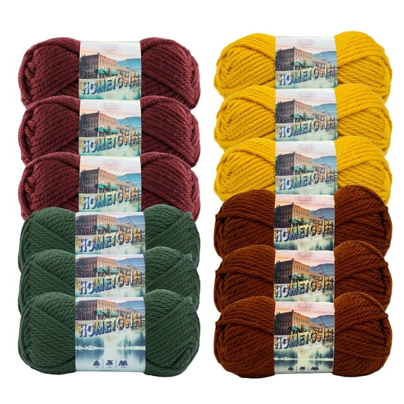 Lion Brand Yarn Hometown Cornucopia Pack COLOR135-005 Super Bulky Yarn Acrylic Yarn 12 Pack