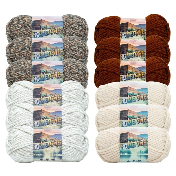 Lion Brand Yarn Hometown Harvest Pack COLOR135-004 Super Bulky Yarn Acrylic Yarn 12 Pack