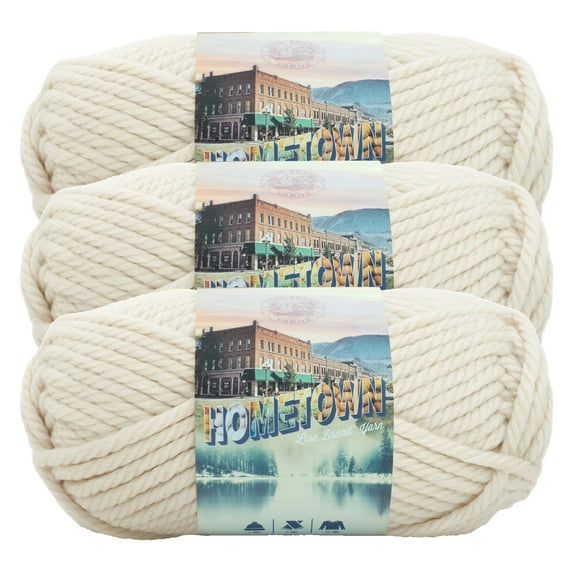 Lion Brand Yarn Hometown Houston Cream Super Bulky Yarn Acrylic Yarn 3 Pack