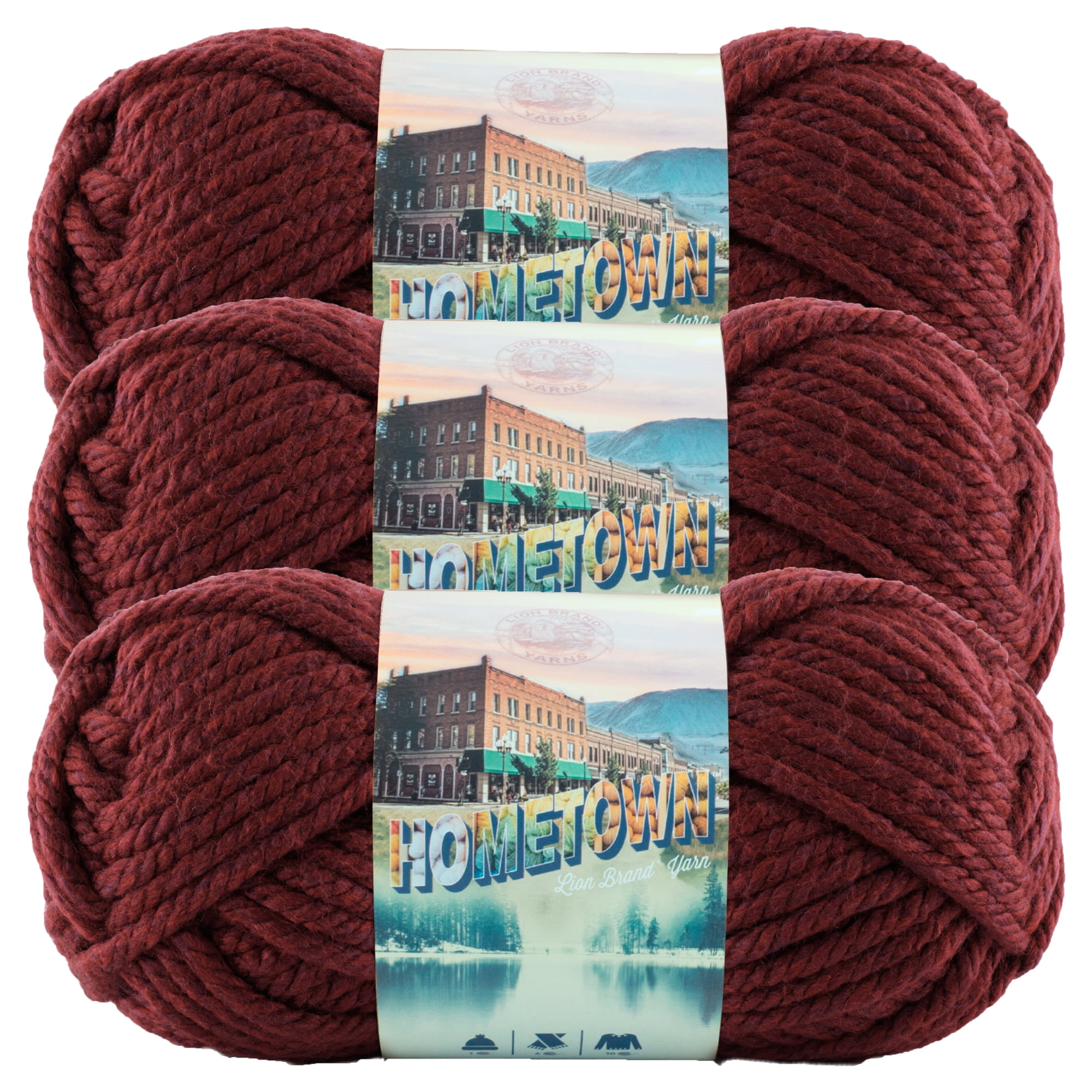 Lion Brand Hometown Yarn Cincinnati Red Knitting Crochet Super Bulky