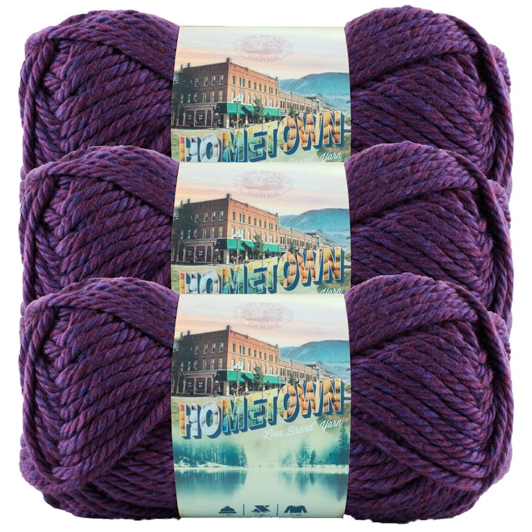 Lion Brand Yarn Hometown Yarn, Bulky Yarn, Yarn for Knitting and  Crocheting, 3-Pack, Portland Wine