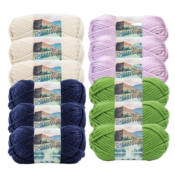Lion Brand Yarn Hometown Preppy Pack COLOR135-009 Super Bulky Yarn Acrylic Yarn 12 Pack