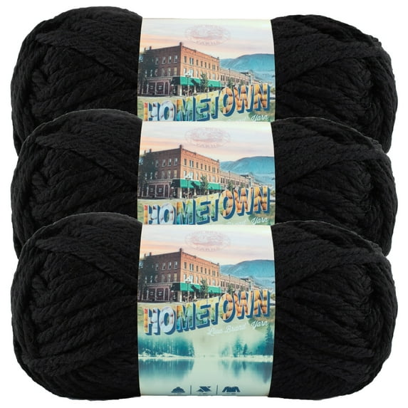 Lion Brand Yarn Hometown South Dakota Black Super Bulky Yarn Acrylic Yarn 3 Pack