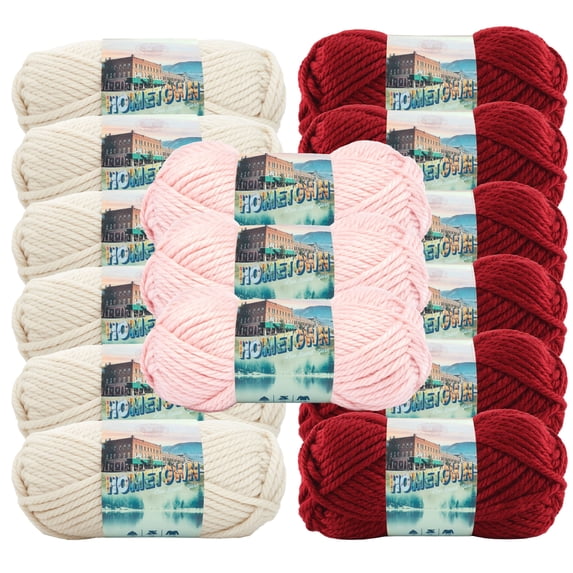 Lion Brand Yarn Hometown Valentine Pack COLOR135-014 Super Bulky Yarn Acrylic Yarn 15 Pack