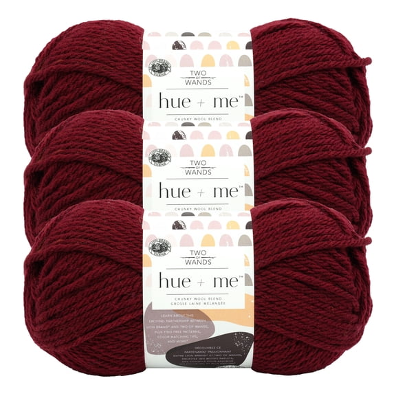 Lion Brand Yarn Hue + Me Gamay Bulky Yarn Acrylic, Wool Yarn 3 Pack